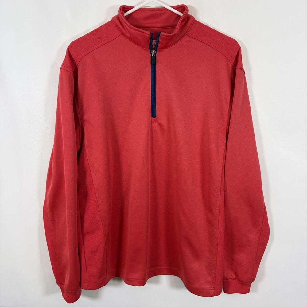 PGA Tour 1/4 Zip Pullover Mens Size Medium Red Performance Mock Neck Logo